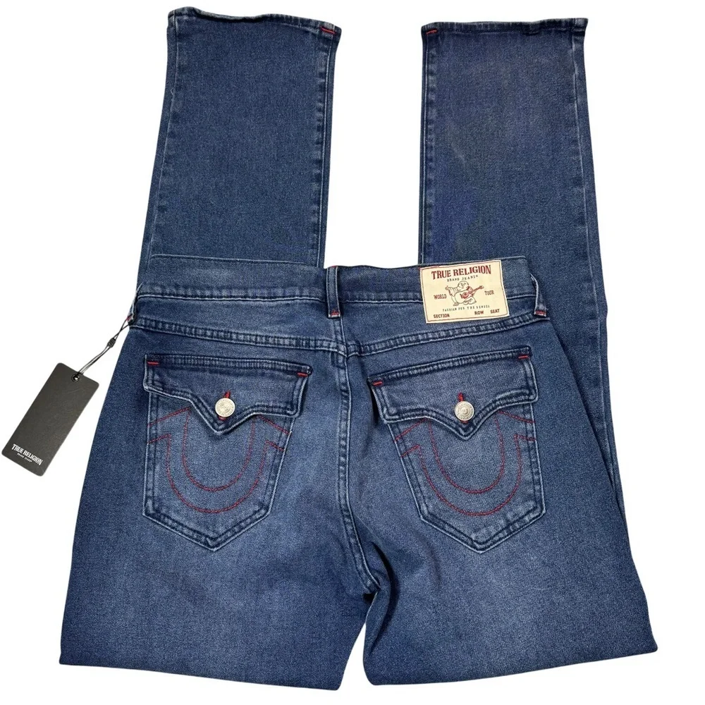 NWT New $159 True Religion Ricky Straight Leg Flap Pockets Jeans Size 30 x 33
